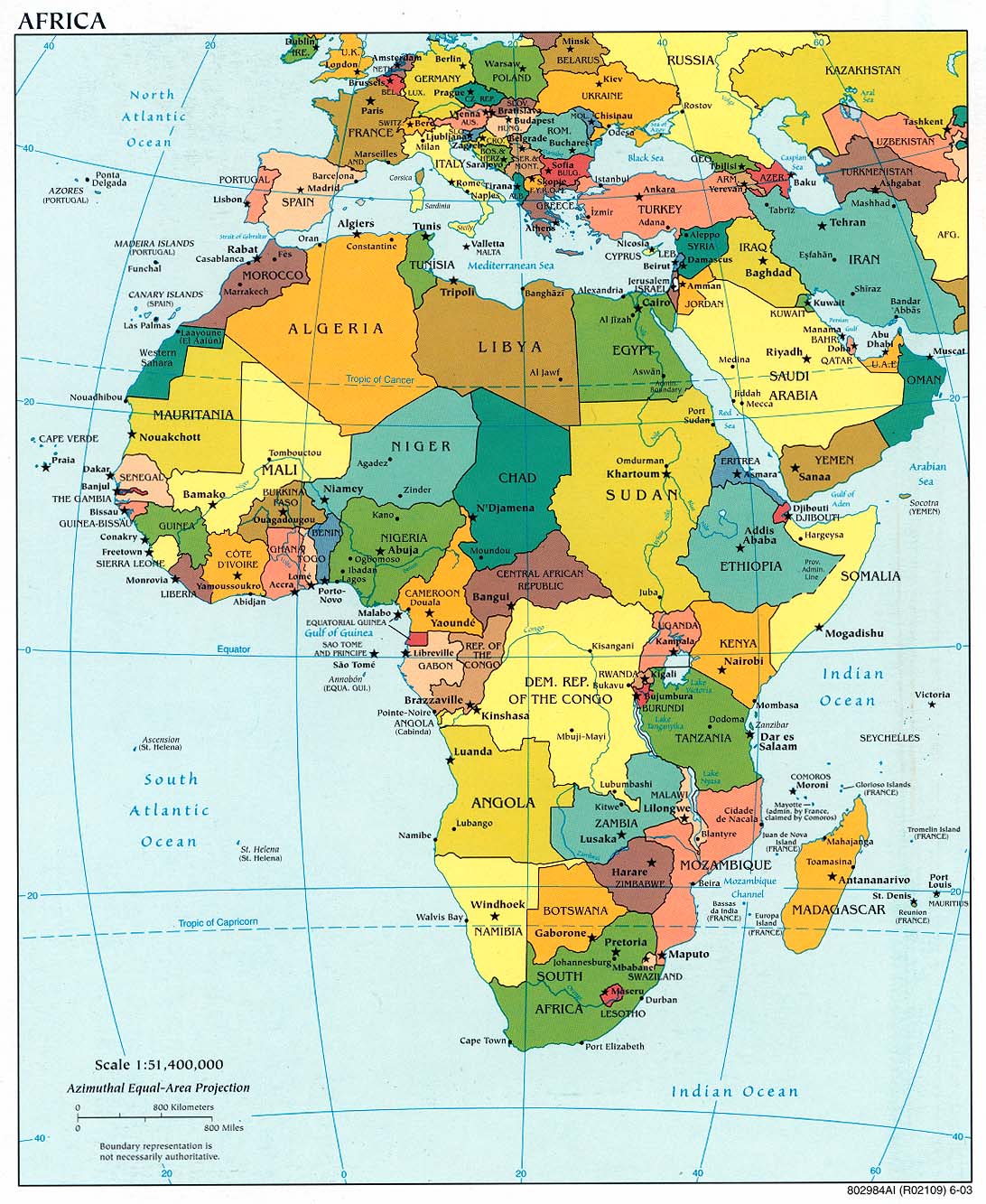 politická mapa Afriky