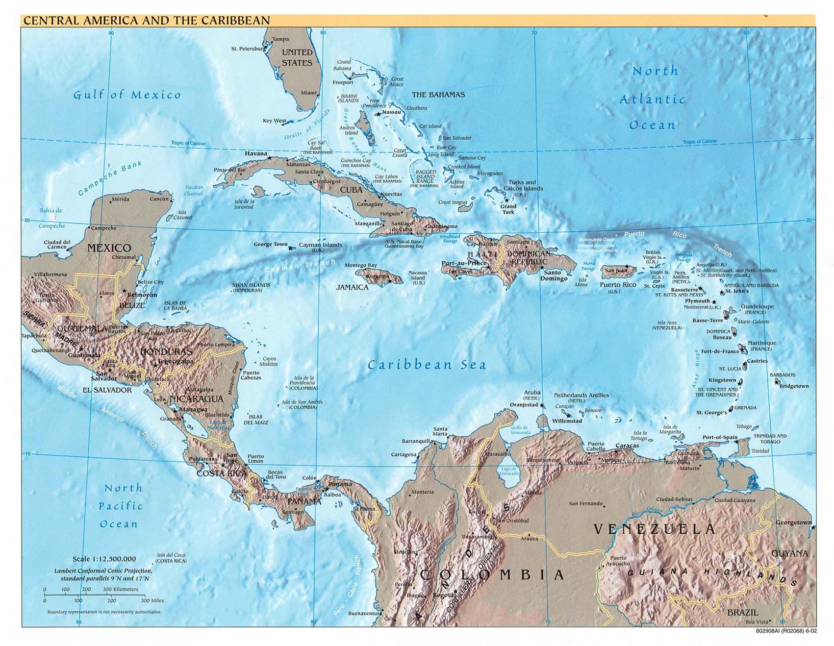 reliéfní mapa Střední Ameriky