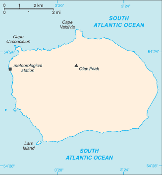 malá mapa ostrova Bouvet