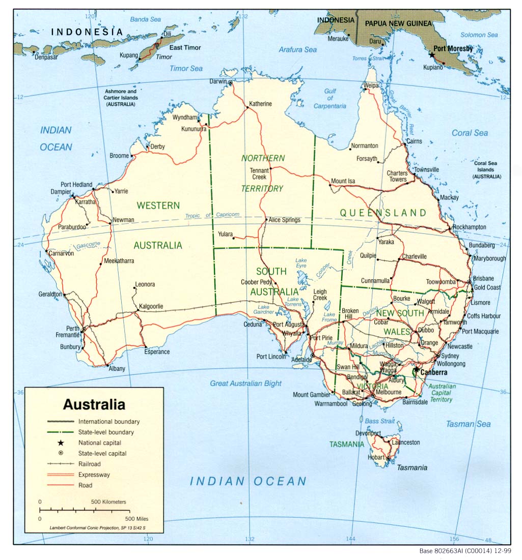 politická mapa Austrálie