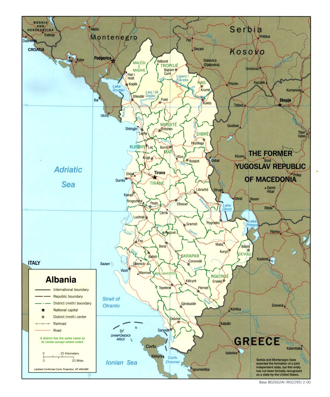 politická mapa Albánie