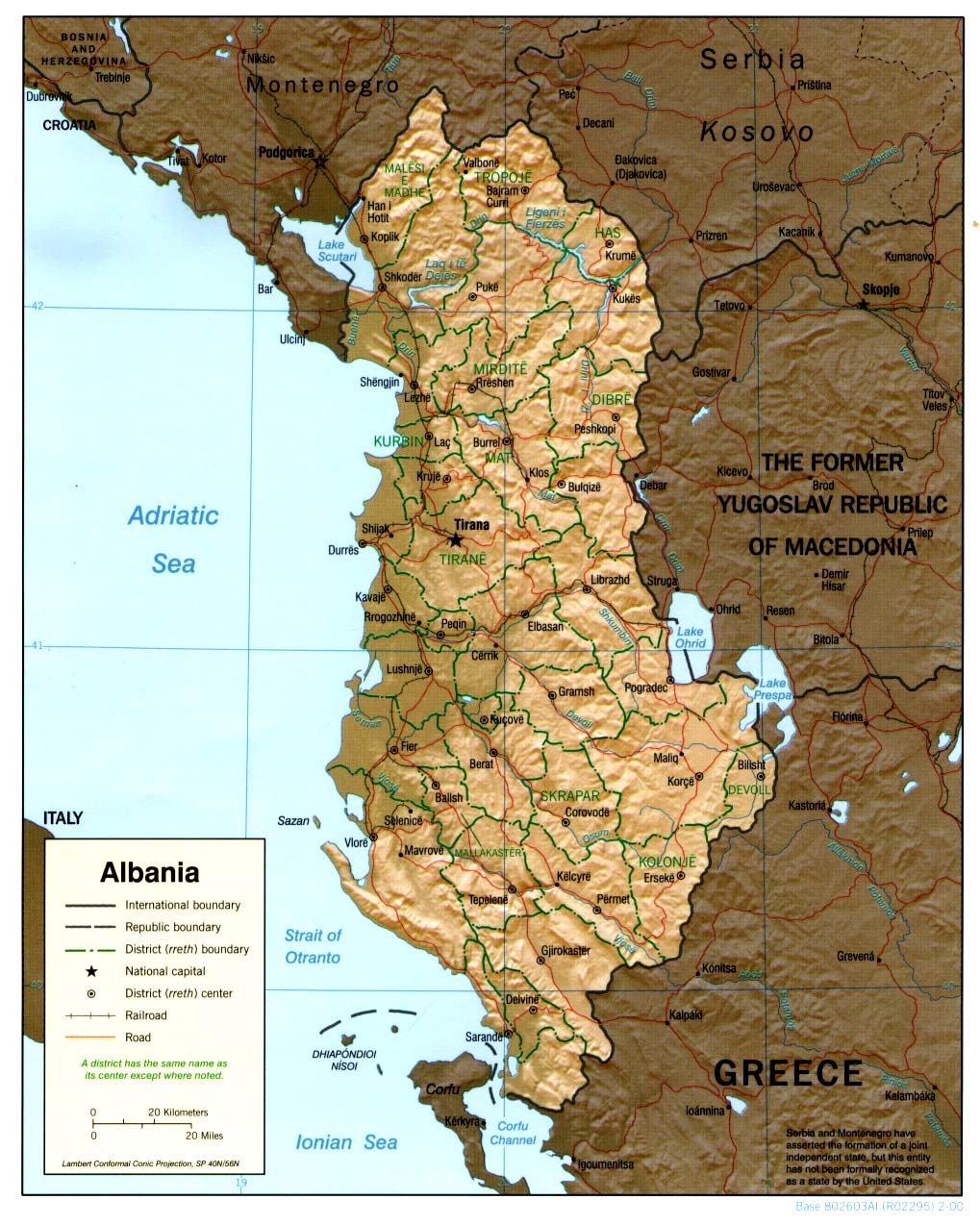 reliéfní mapa Albánie