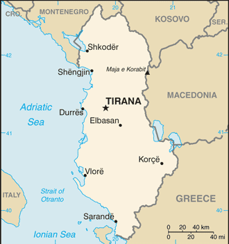 malá mapa Albánie