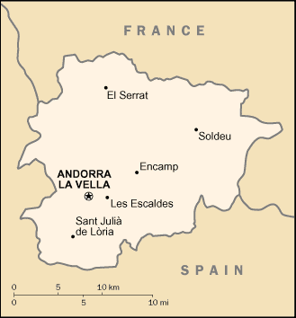 malá mapa Andorry