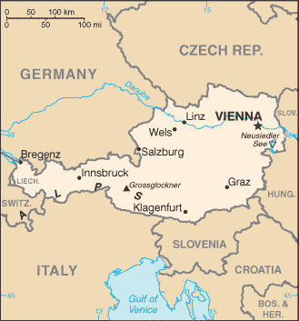 malá mapa Rakouska