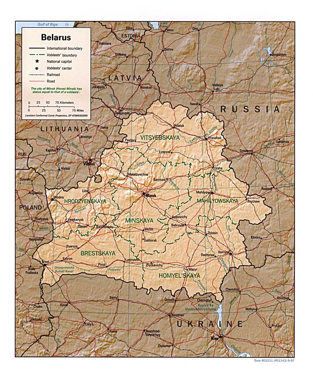 reliéfní mapa Běloruska