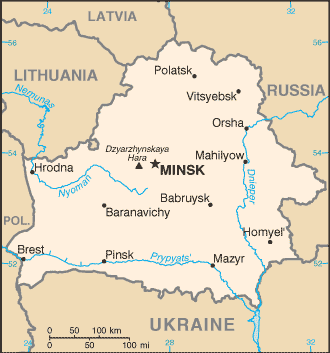 malá mapa Běloruska