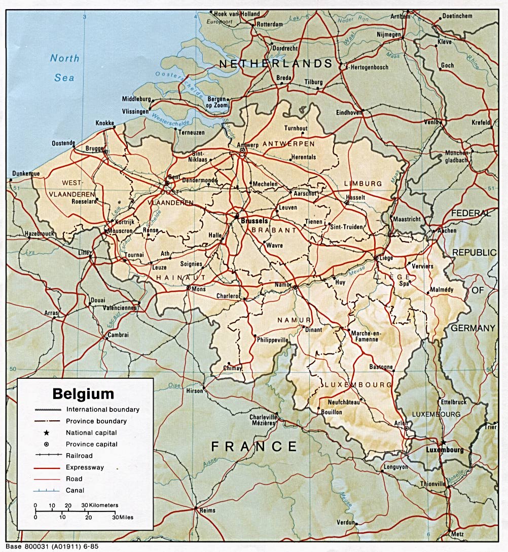 reliéfní mapa Belgie
