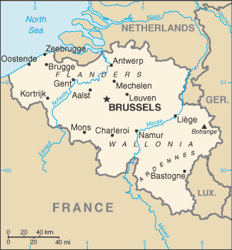 malá mapa Belgie