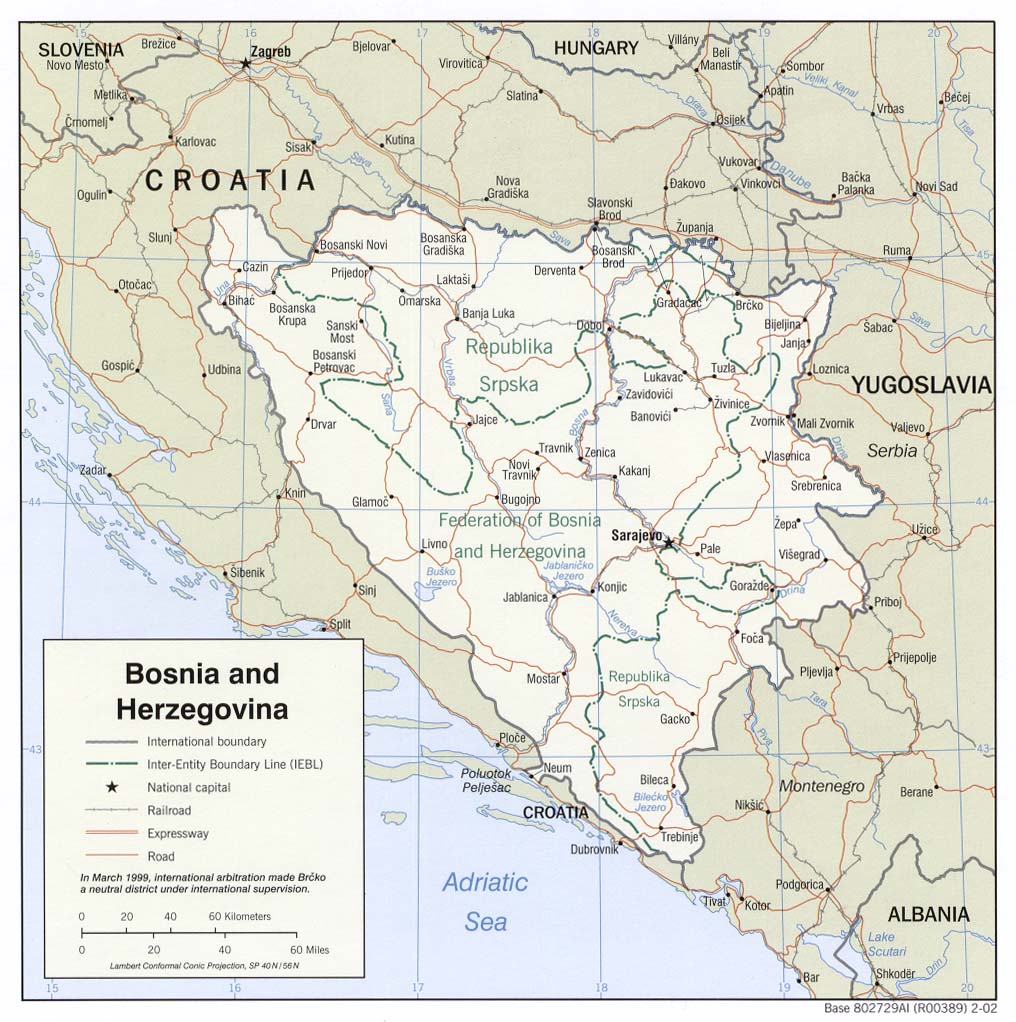 politická mapa Bosny a Hercegoviny