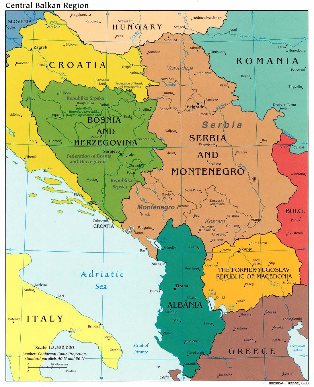 mapa centrální části Balkánu