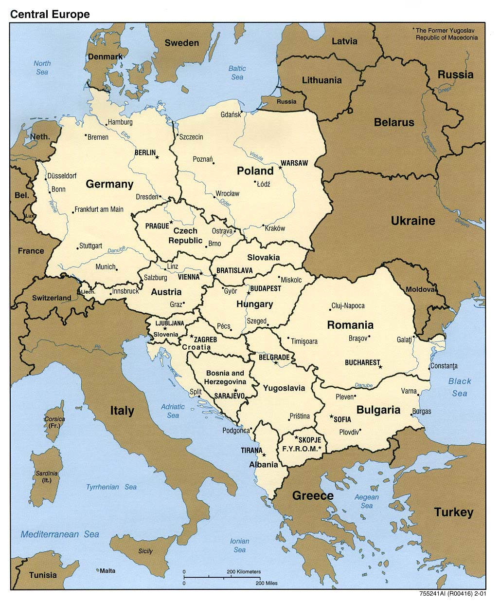 mapa střední a jihovýchodní Evropy