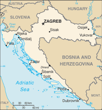 malá mapa Chorvatska