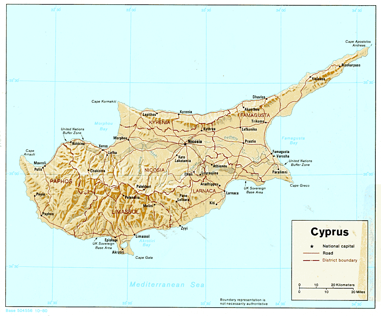 reliéfní mapa Kypru