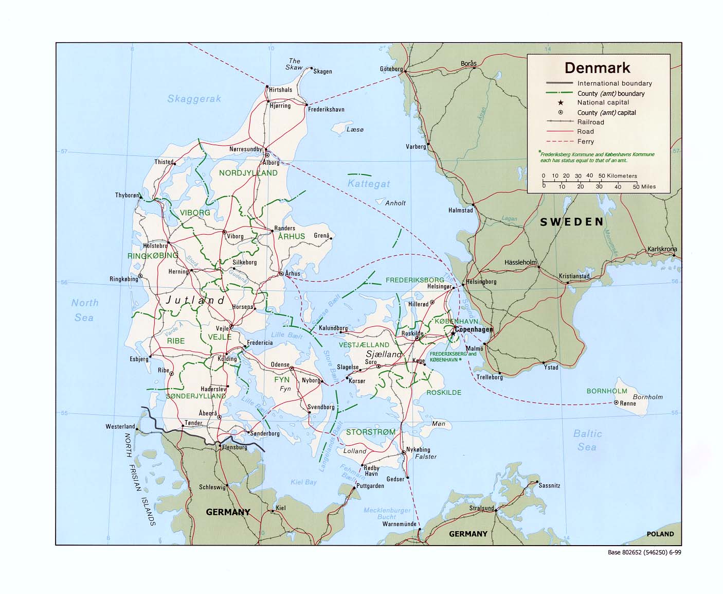politická mapa Dánska
