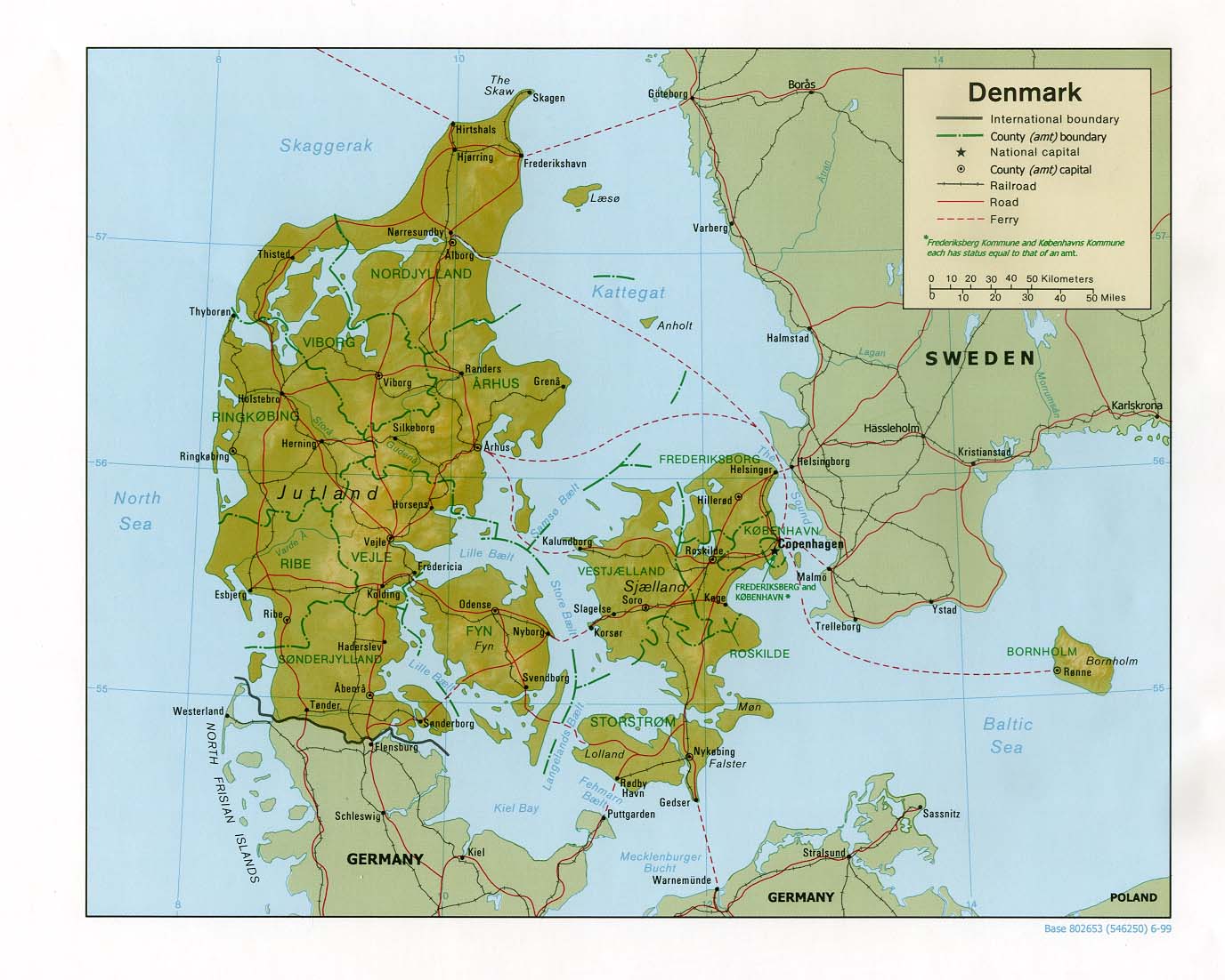 reliéfní mapa Dánska
