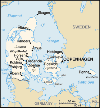 malá mapa Dánska