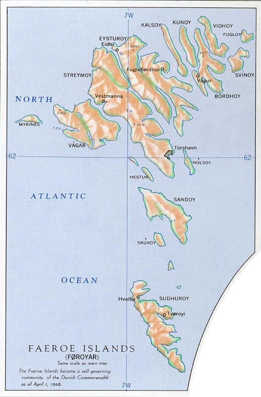 reliéfní mapa Faerských ostrovů