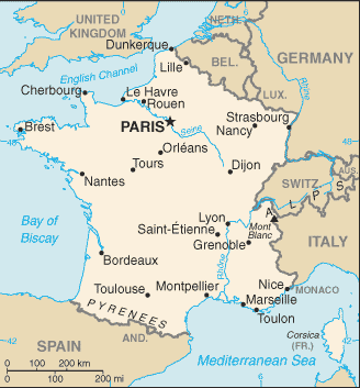 malá mapa Francie