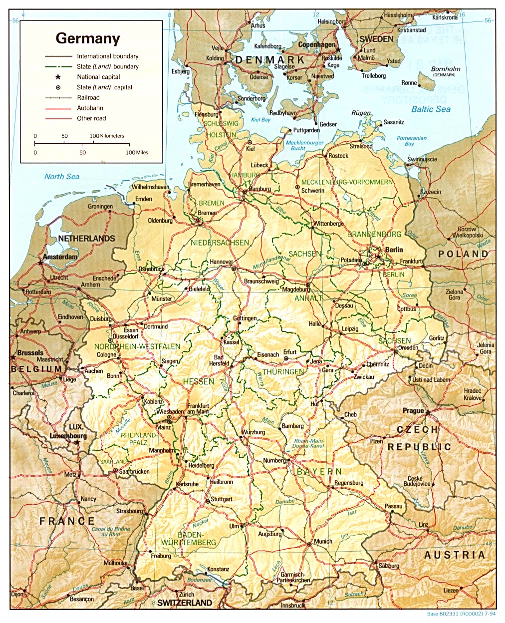 reliéfní mapa Německa
