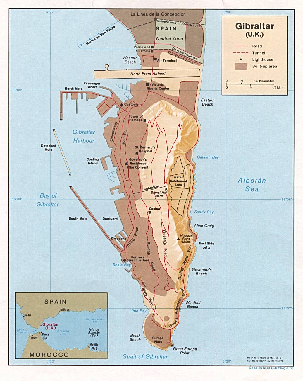reliéfní mapa Gibraltaru