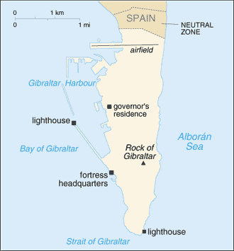 malá mapa Gibraltaru
