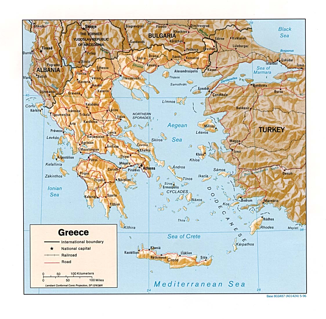 reliéfní mapa Řecka