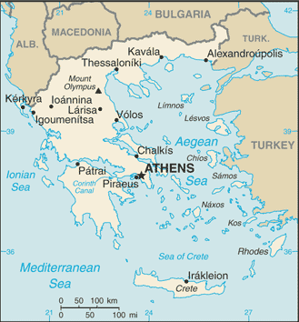 malá mapa Řecka
