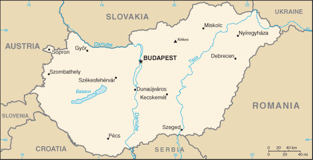 malá mapa Maďarska