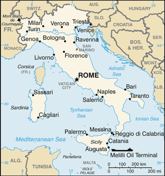 malá mapa Itálie