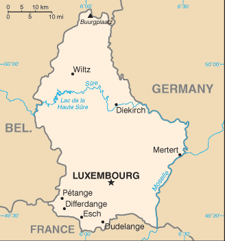 malá mapa Lucemburska