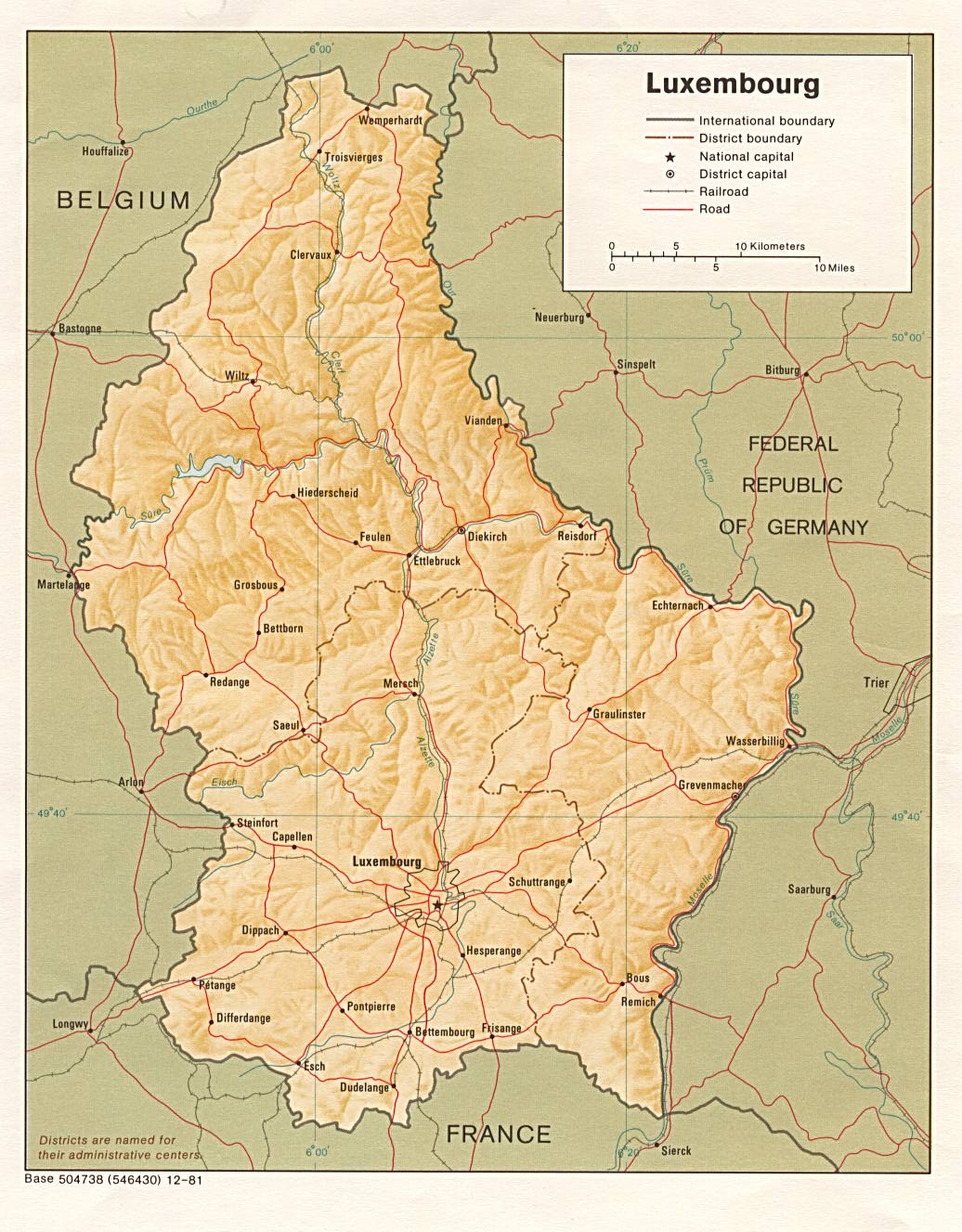 reliéfní mapa Lucemburska