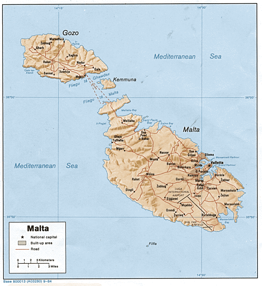 reliéfní mapa Malty