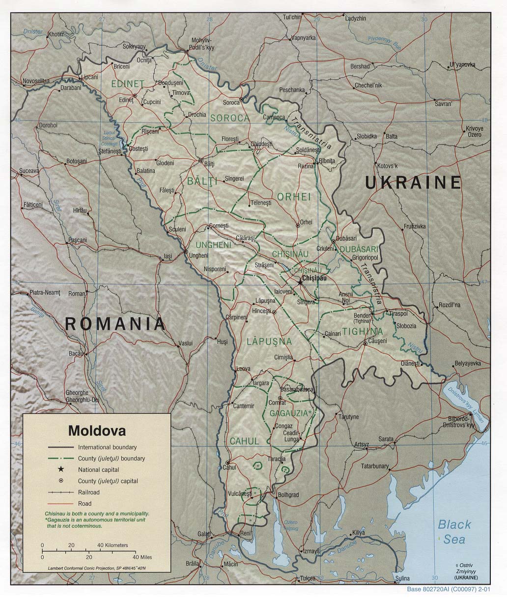 reliéfní mapa Moldavska