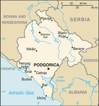 malá mapa Černé Hory