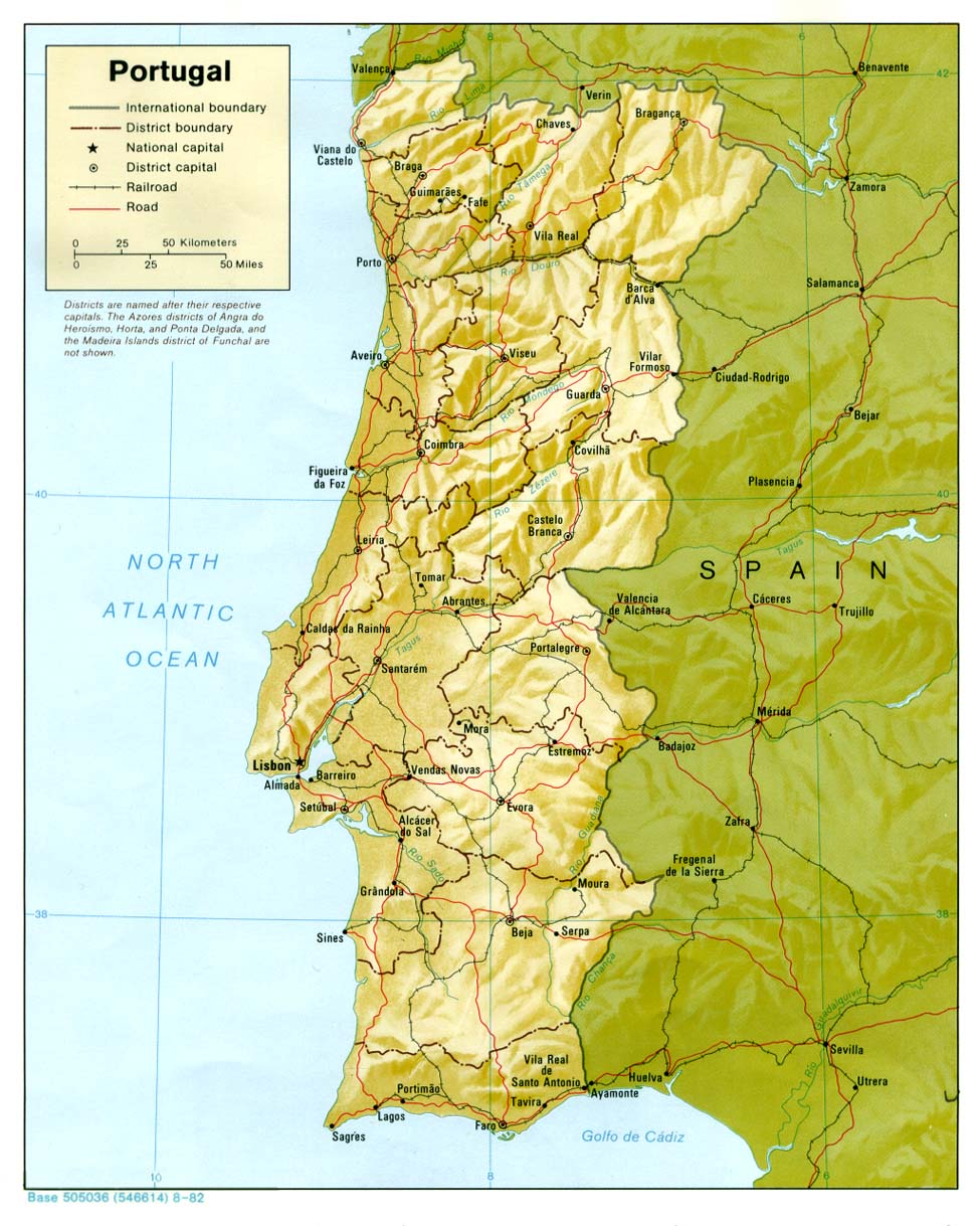 reliéfní mapa Portugalska