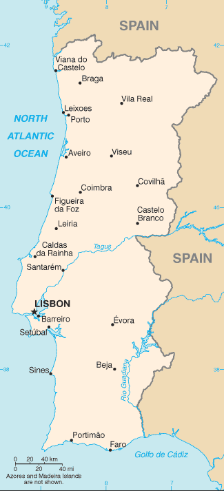 malá mapa Portugalska
