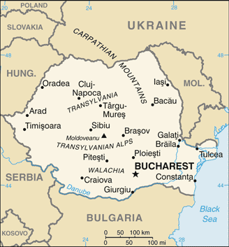 malá mapa Rumunska