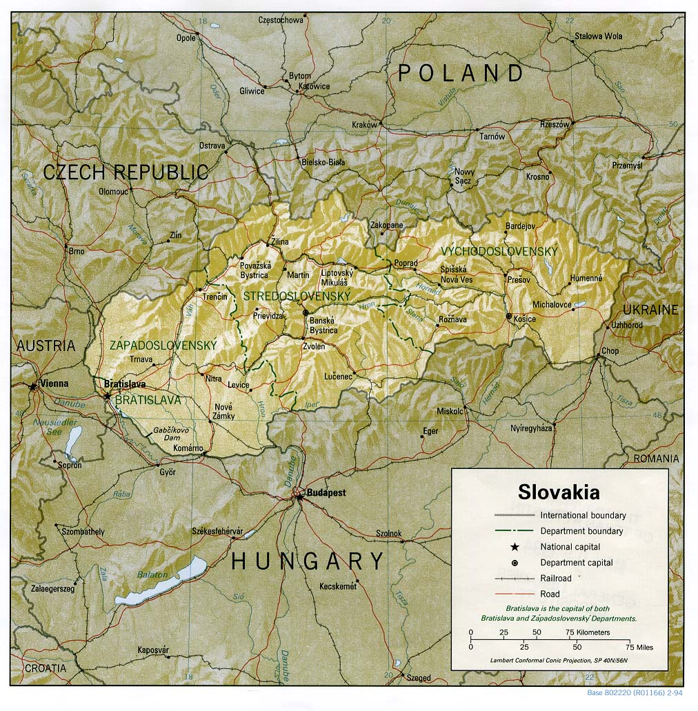 reliéfní mapa Slovenska