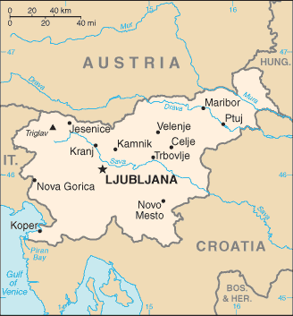 malá mapa Slovinska