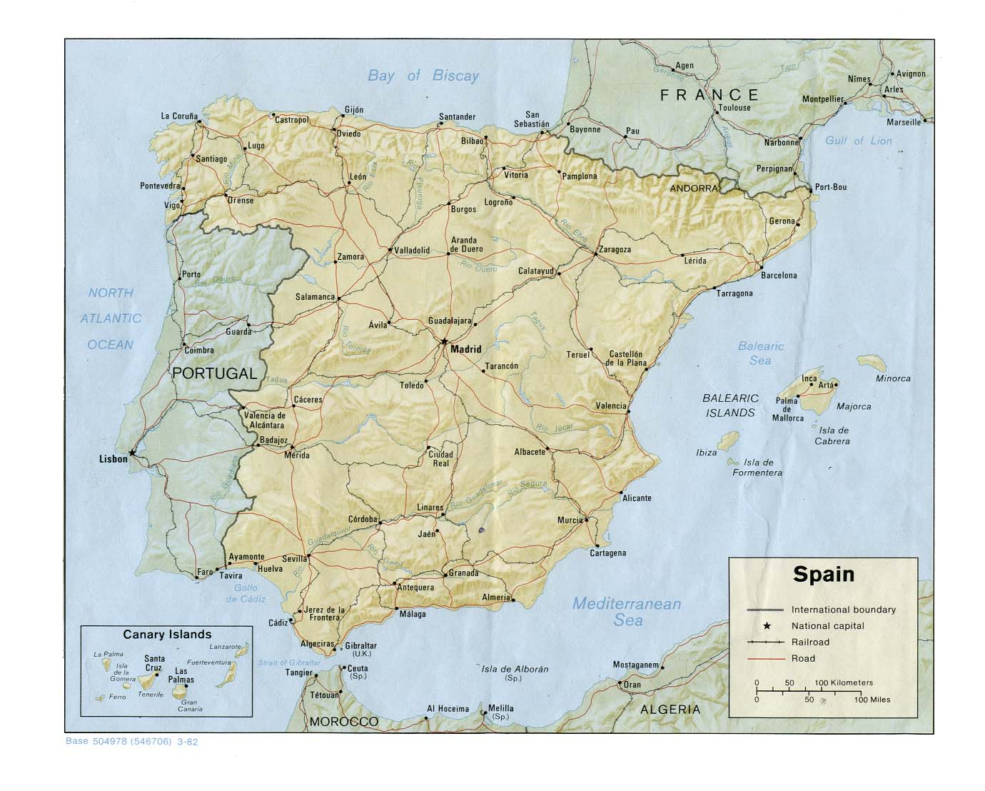 reliéfní mapa Španělska