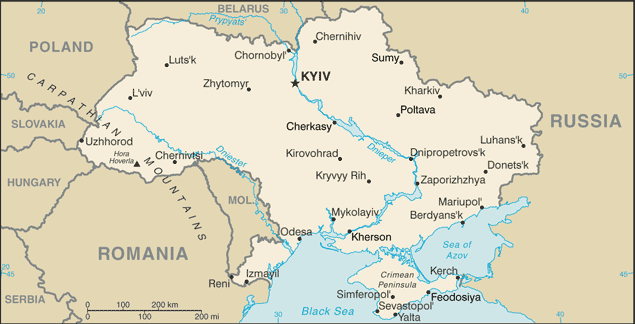 malá mapa Ukrajiny
