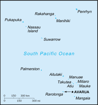 malá mapa Cookových ostrovů
