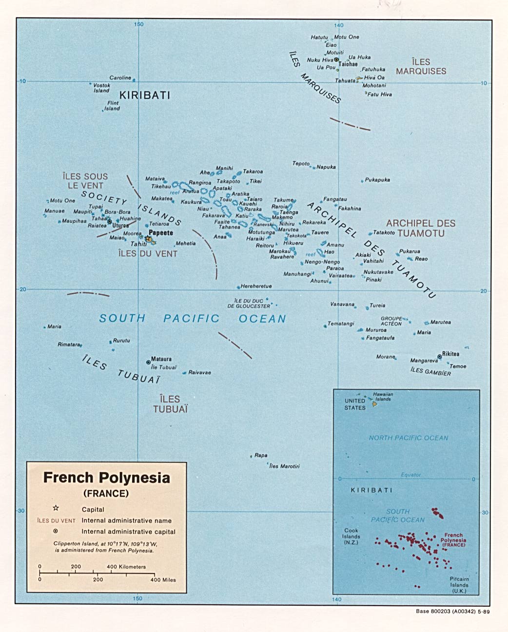 politická mapa Francouzské Polynésie