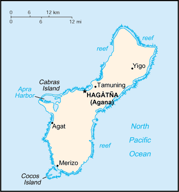malá mapa ostrova Guam