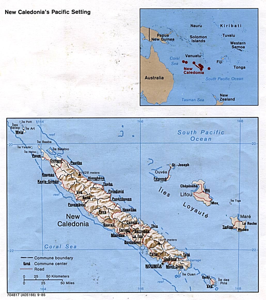 reliéfní mapa Nové Kaledonie