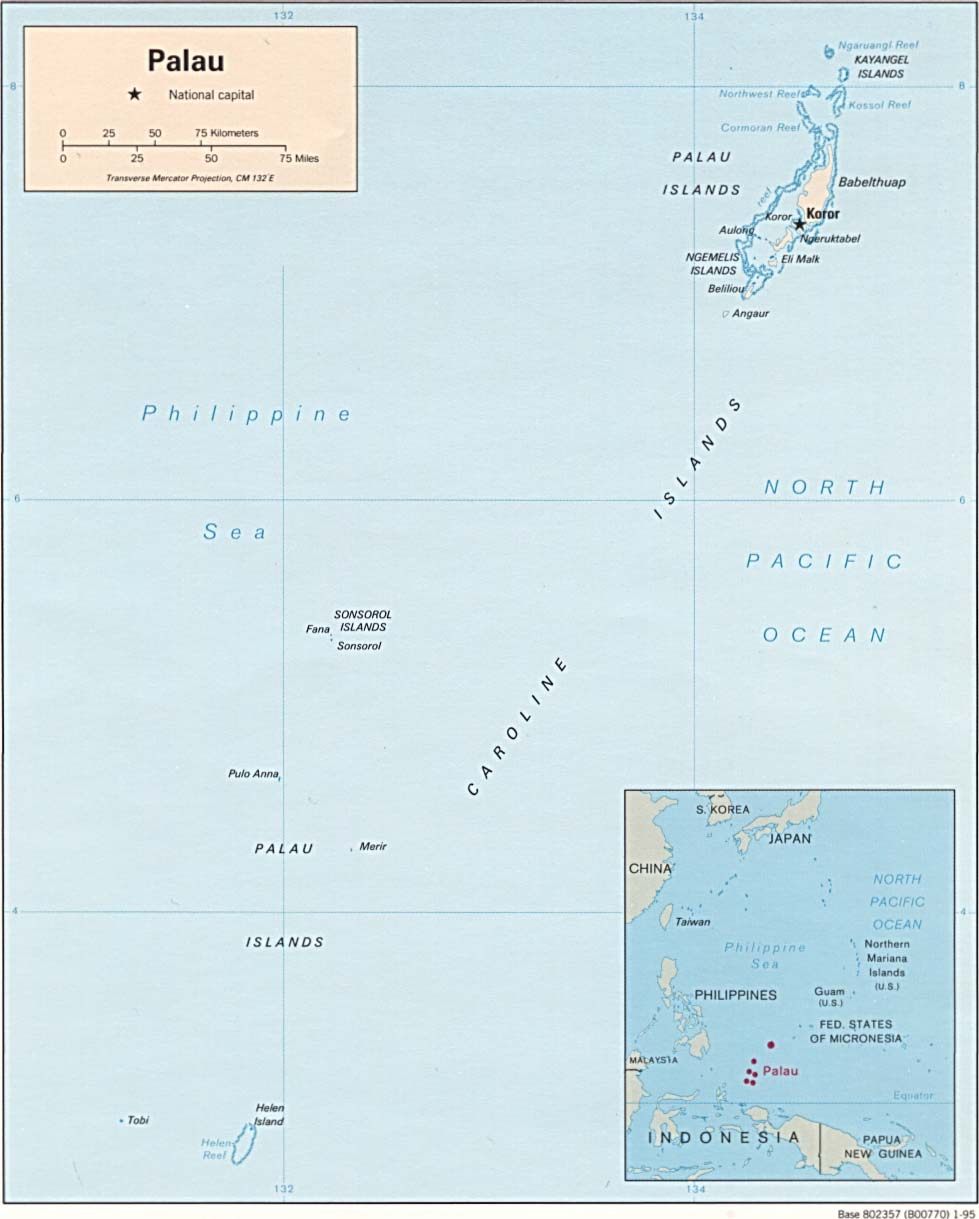 politická mapa Palau