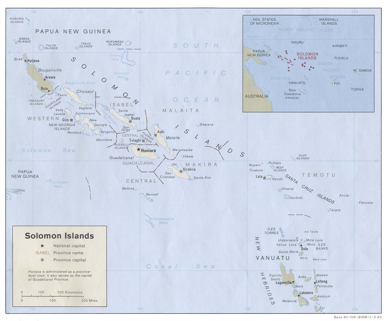 politická mapa Šalamounových ostrovů