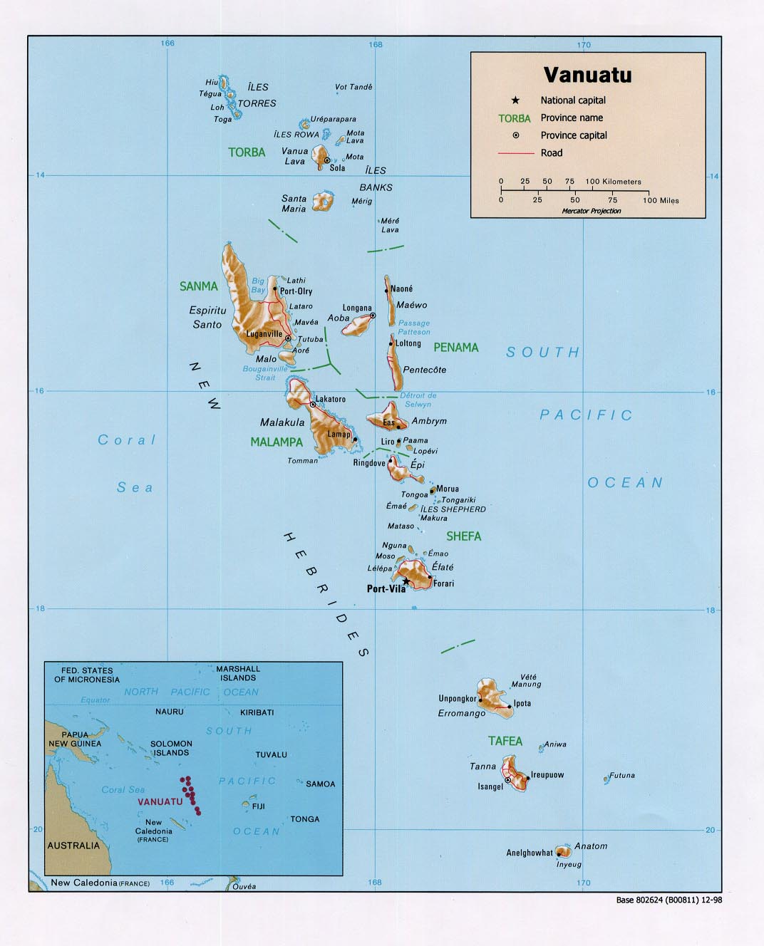 reliéfní mapa Vanuatu